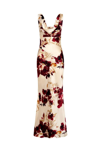 NC Sally Cowl-neck Silk Viscose Maxi Dress
