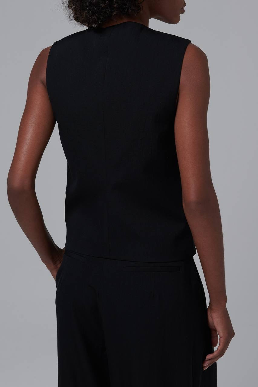 SA Black Rouleau Wool-blend Sleeveless Vest Top