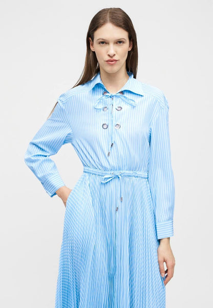 MJ Rossima Pleated Stripe Eyelet Midi Maxi Dress ShirtDress