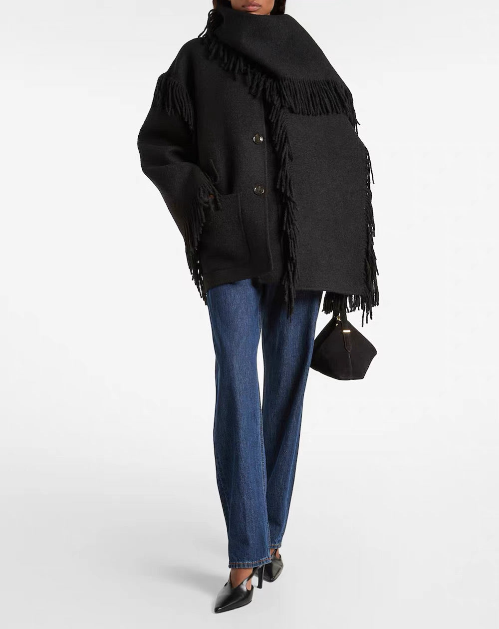 Tot Fringed Wool-Blend Scarf Jacket