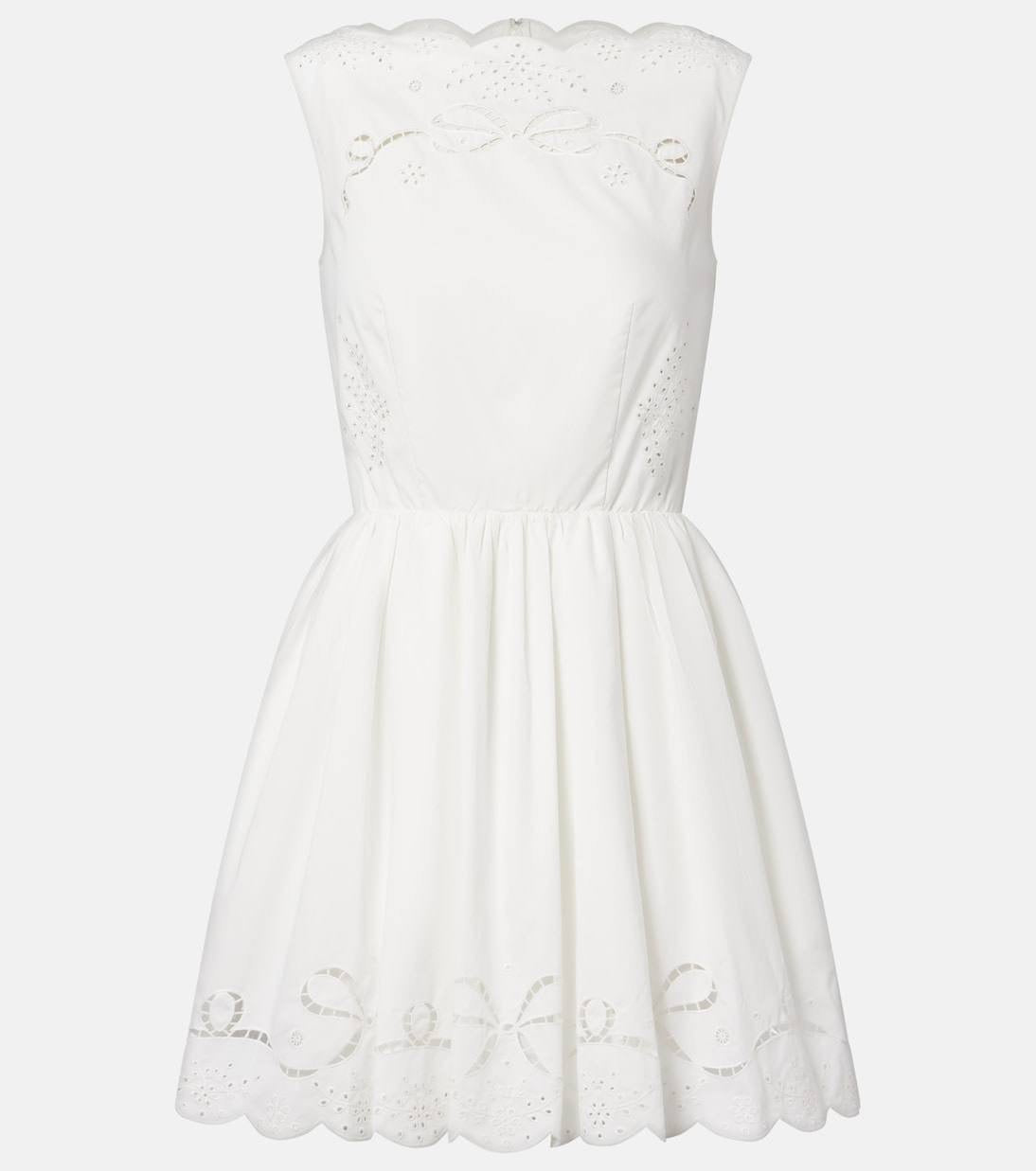 SP White Embroidered Cotton Midi Dress