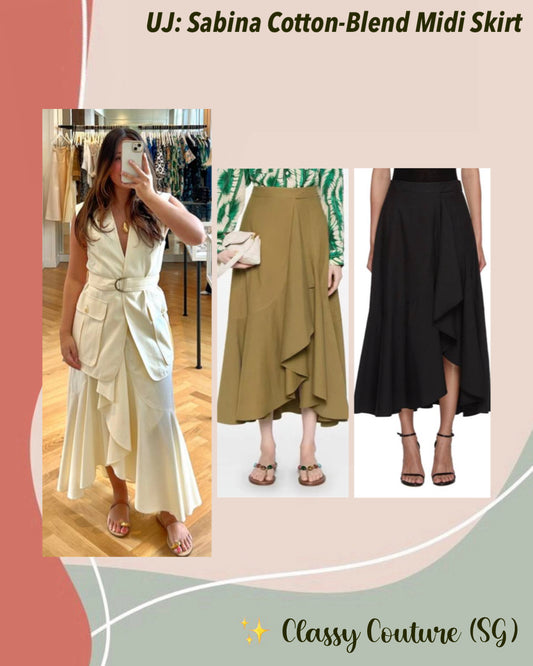 UJ Sabina Faux Wrap Cotton-Blend Midi Skirt