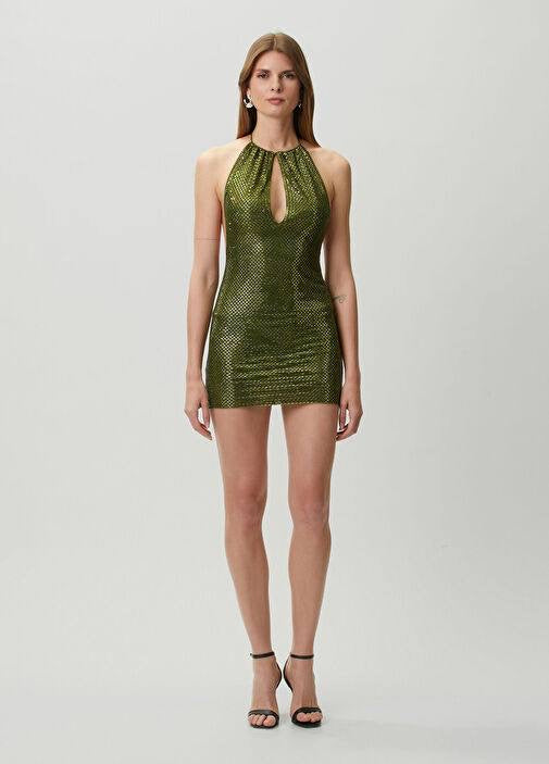 SP Olive Rhinestone Mini Dress