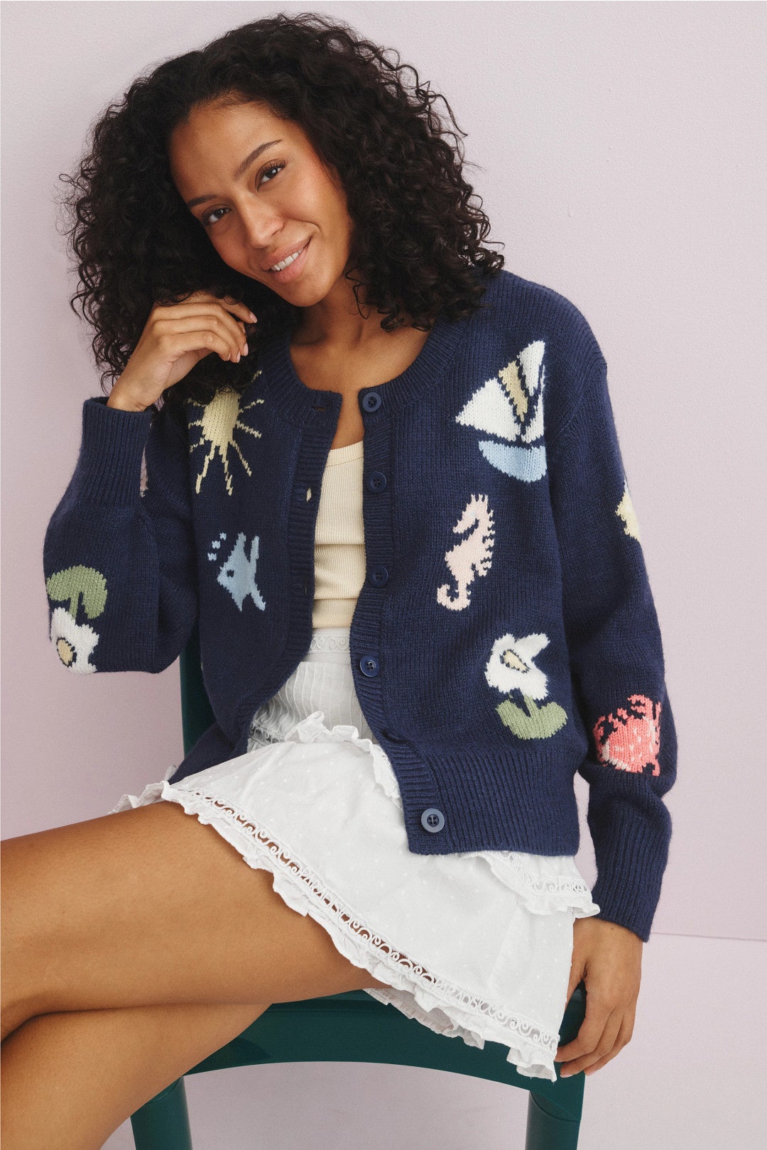 FLL Marie Nautical Wool-blend Cardigan