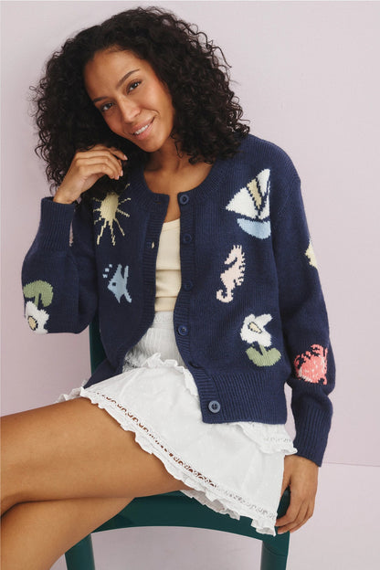 FLL Marie Nautical Wool-blend Cardigan
