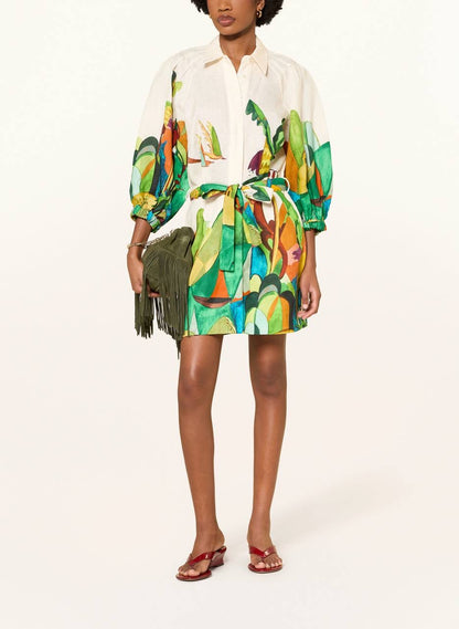 ALM Mokshini Linen Mini Dress Shirtdress