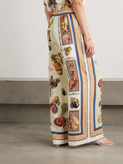 ALM Mercado Printed Linen Shirt | Pant | Wrap Mini Skirt | Set