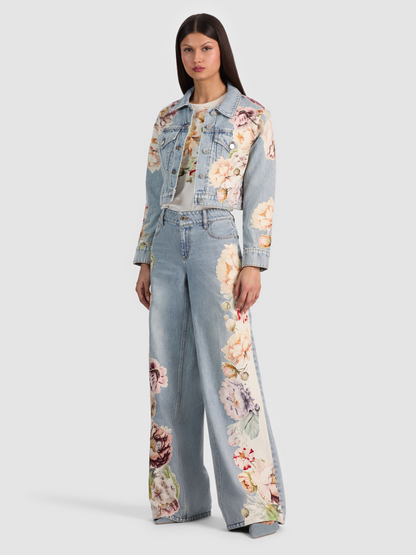 AO Chloe Embroidered Denim Jacket | Amazing Embroidered Jeans | Evan Appliqué Oversized Tee Shirt | Cotton Set