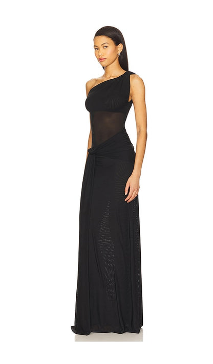 5 Colors! MS Sisal Asymmetric Mesh Maxi Dress