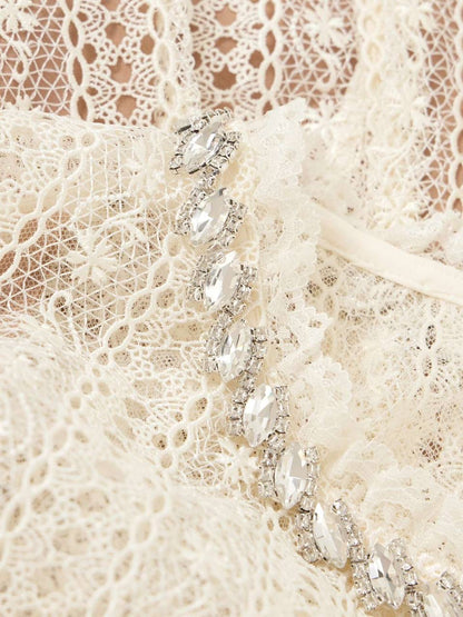 SP Cream Organza Lace Mini Dress