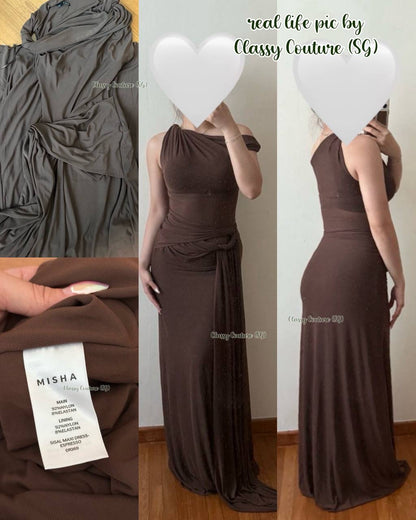 3 Colors! MS Sisal Asymmetric Mesh Maxi Dress