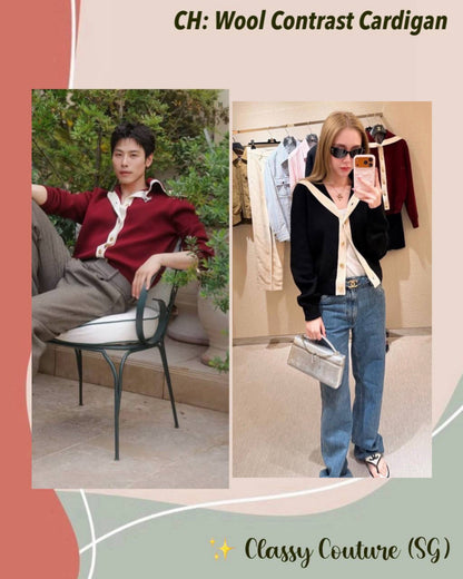 Unisex! Wool Contrast Sailor Cardigan