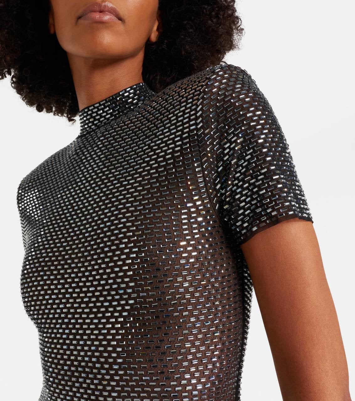 SP Gun Metal Mesh Rhinestone Maxi Dress