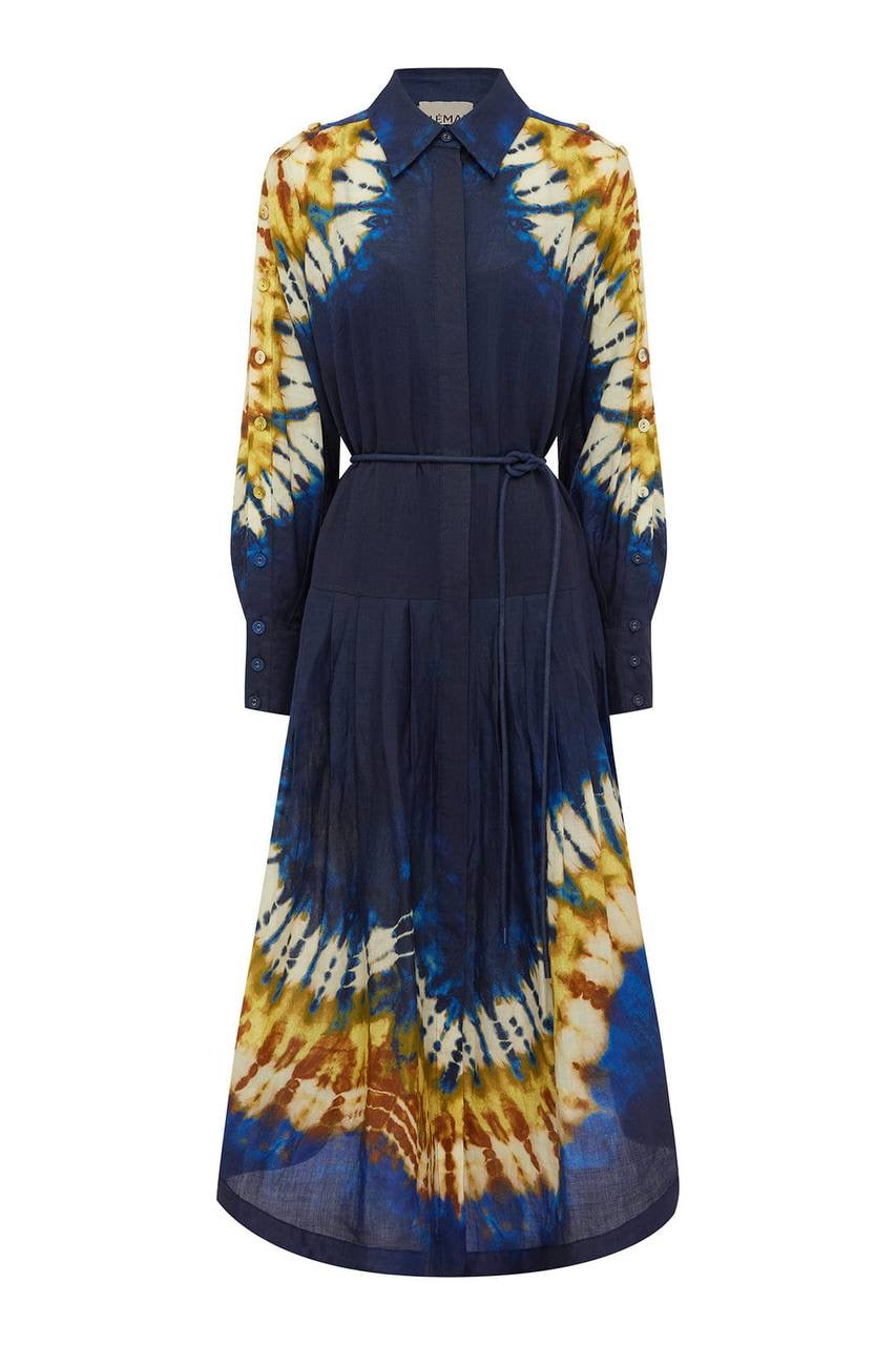 ALM Martine Tie Dye Ramie Shirtdress Midi Dress