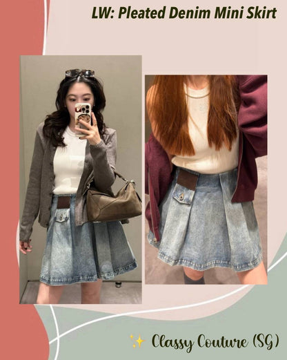 LW Pleated Denim Mini Skirt