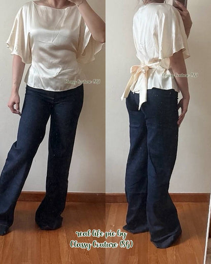 Back! Ref Avery Flutter Sleeve Silk Top