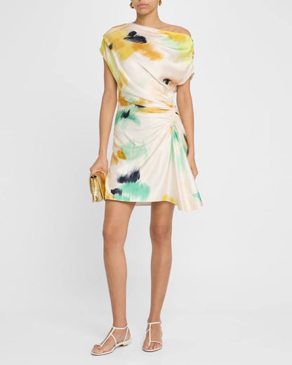ALC Poppy Draped Satin Viscose Mini Dress