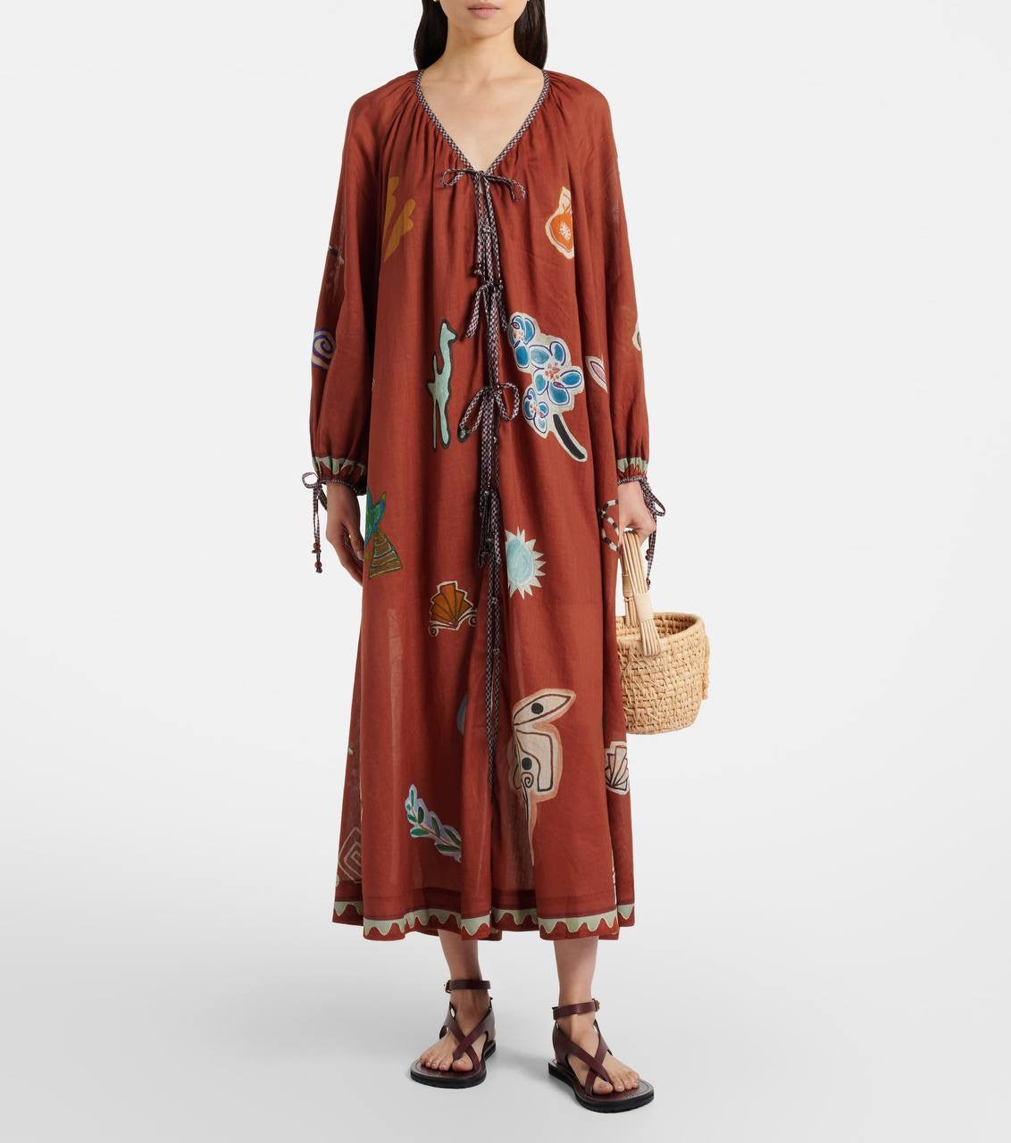 ALM + LNCE Printed Ramie and Cotton-Blend Midi Dress