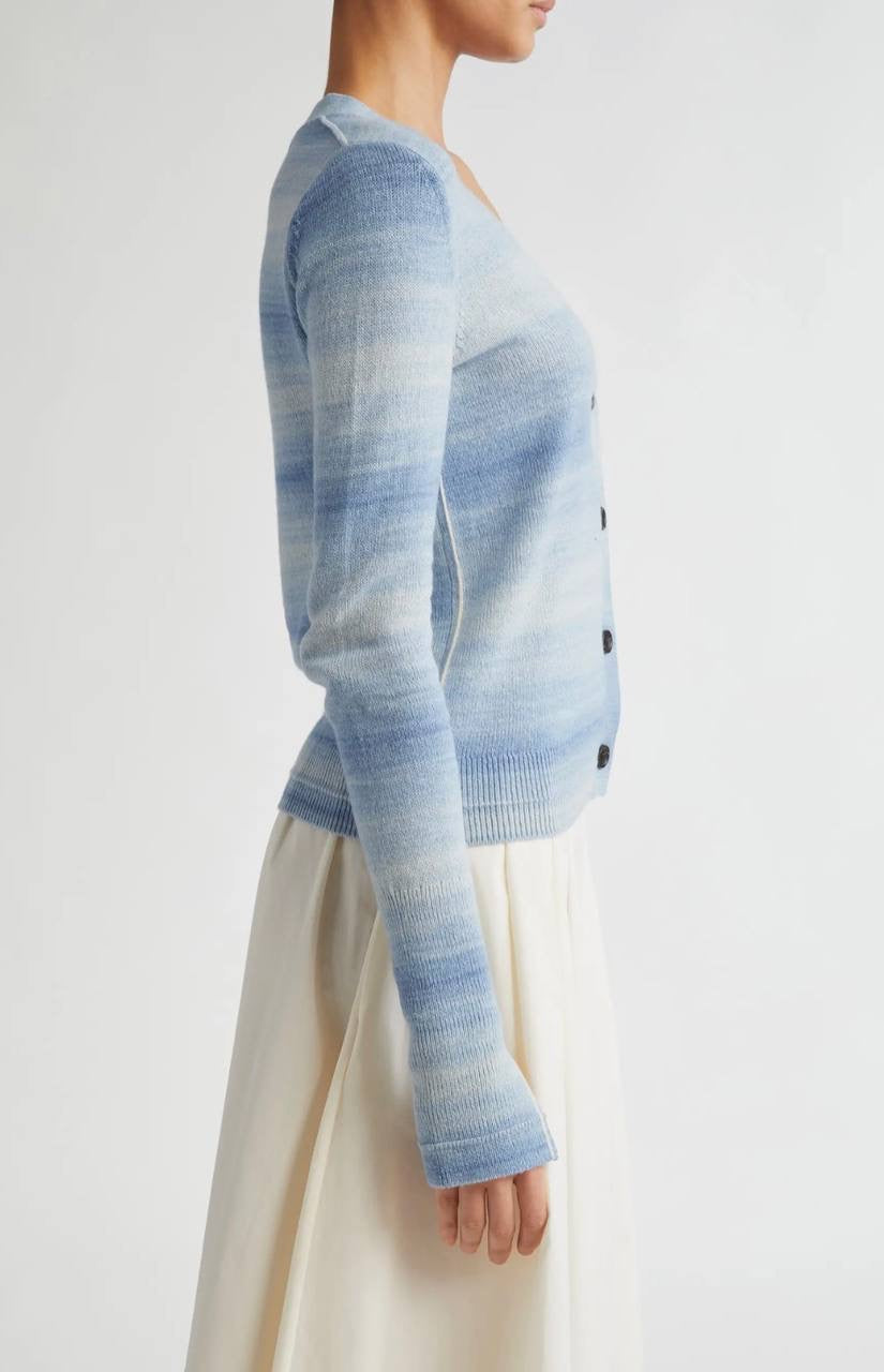 MM Space Dye Stripe Slim-Fit Featherweight Cashmere-Organic Cotton Cardigan