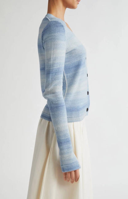 MM Space Dye Stripe Slim-Fit Featherweight Cashmere-Organic Cotton Cardigan