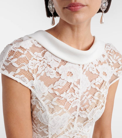 SP White Lace Scoop Back Mermaid Maxi Dress