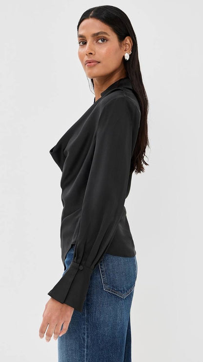 SK Symone Satin Cowl Neck Top