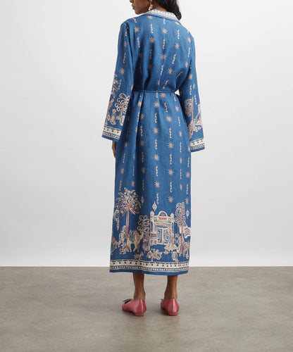 ALM Acacia Belted Linen Shirtdress Midi Dress