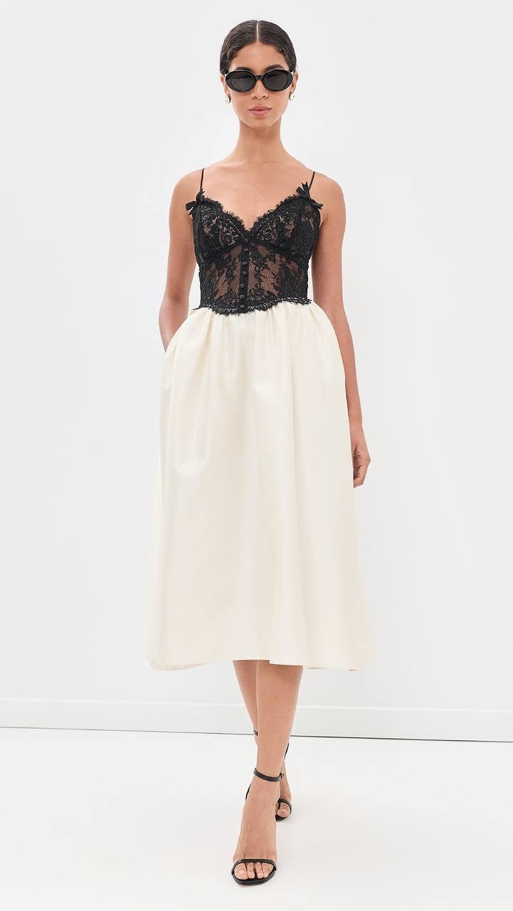 SP Taffeta and Lace Midi Dress