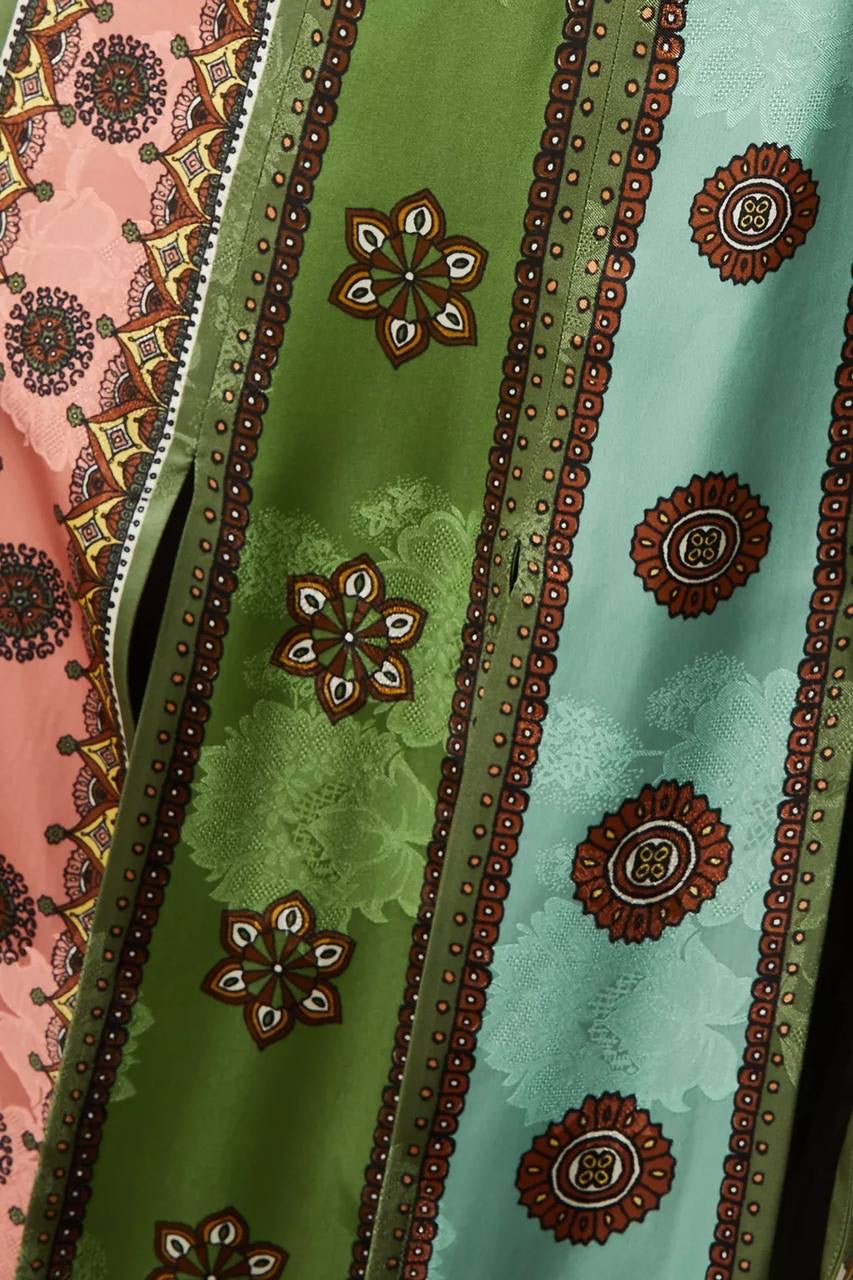 ALM Contina Printed Scarf Cami Top | Midi Maxi Slit Skirt | Jacquard Viscose Set