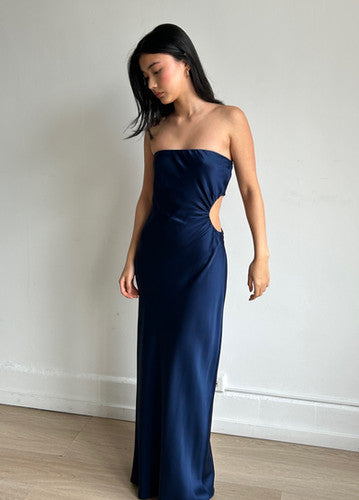 SALE! Ref Nevaeh Satin Cut Out Strapless Midi Maxi Dress