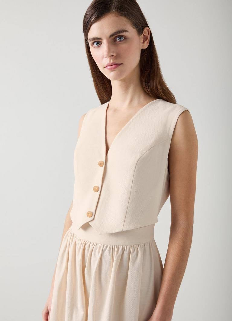 LKB Pernille Waistcoat Cotton-Linen Blend Midi Dress