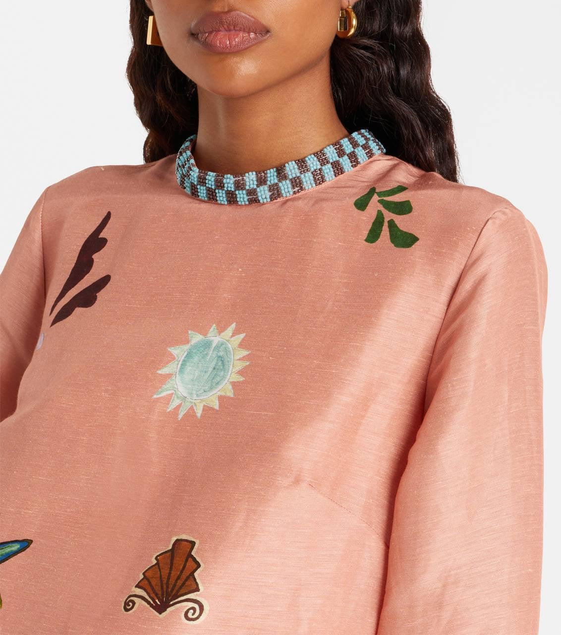 ALM Laurence Linen-Silk Long Sleeve Mini Dress