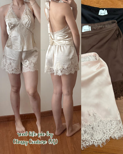 5 Colors! Ref Fern Lace Trim Satin Shorts