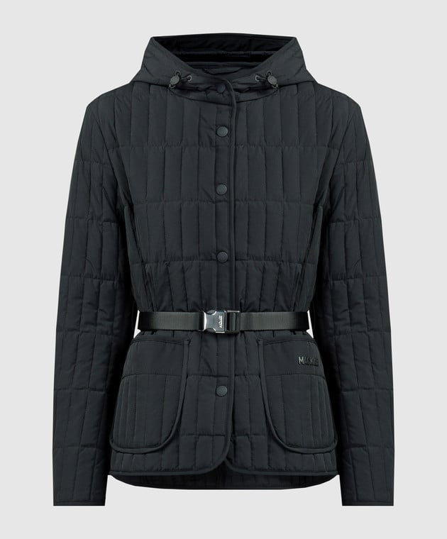 MK Raja Light Down Vertical Quilted Hooded Jacket with Belt