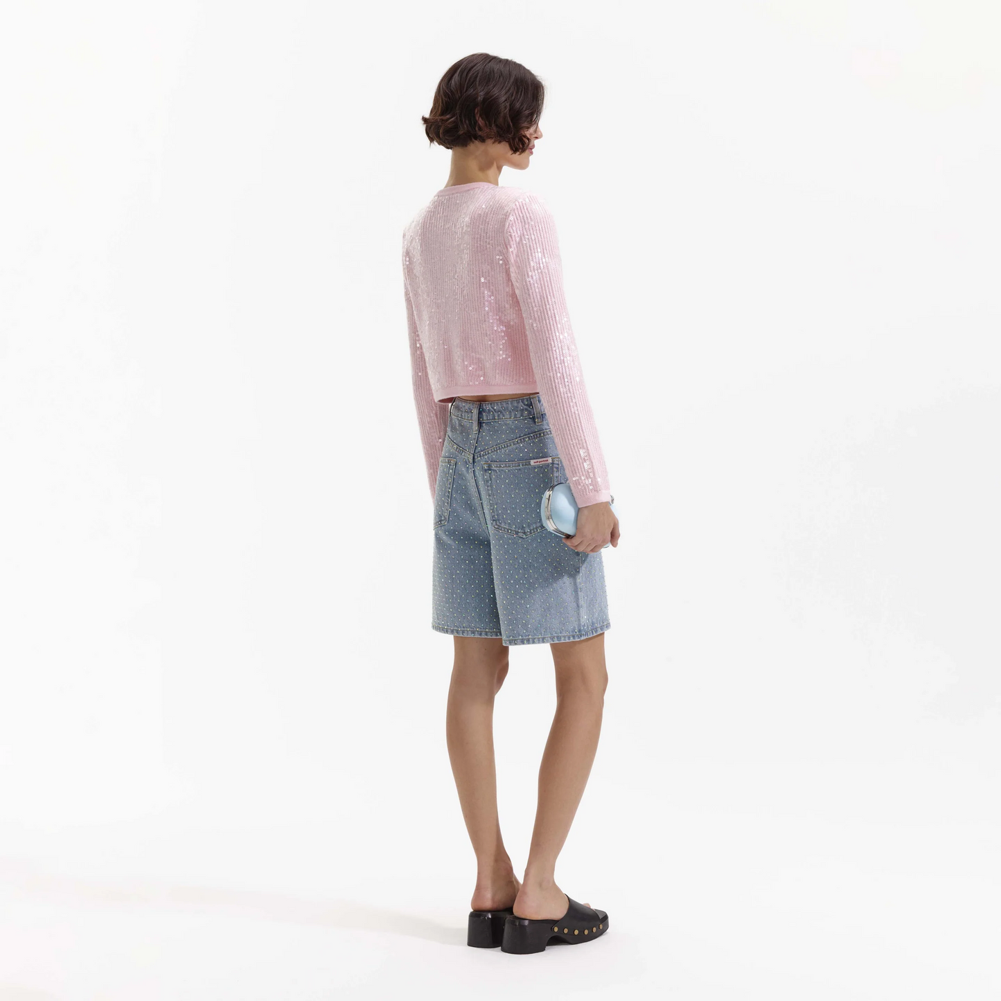 SP Pink Knit Sequin Cardigan | Mini Skirt | Set