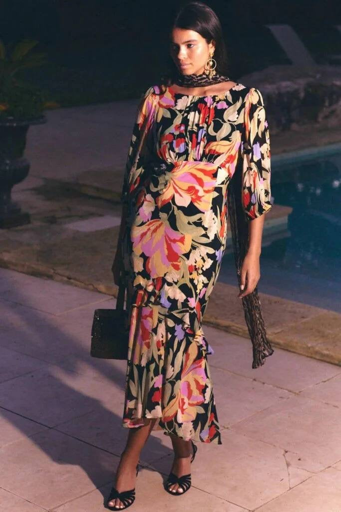 RX Cheryl Silk Midi Dress