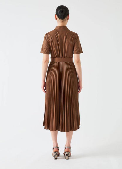 LKB Cally Pleated Cotton-Blend Shirtdress Midi Dress