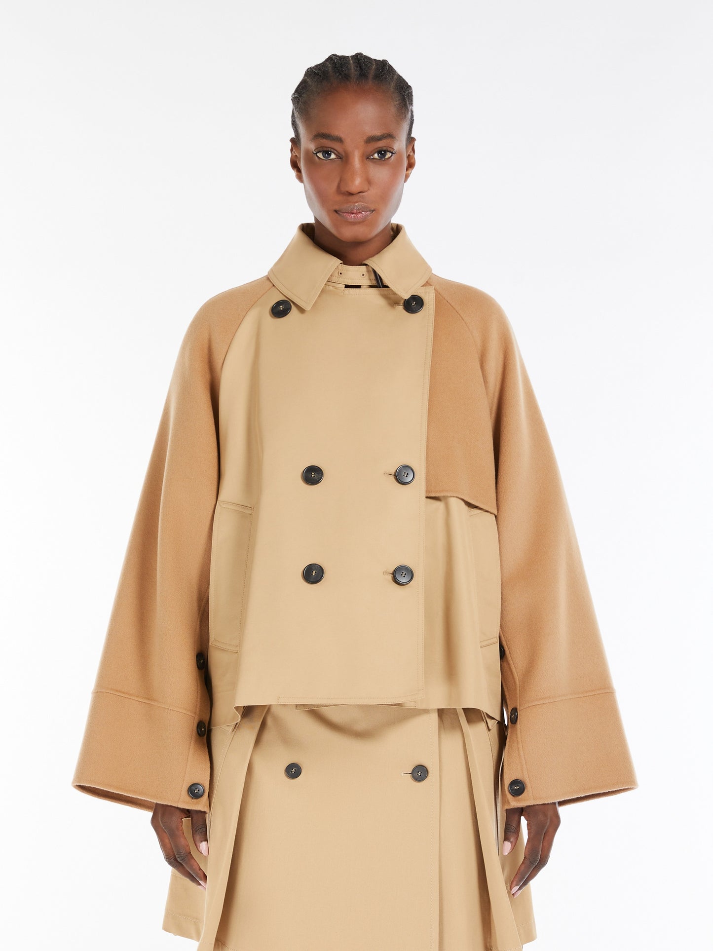 MM Gabardine Double Breasted Trench Short Coat Jacket