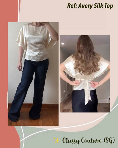 Back! Ref Avery Flutter Sleeve Silk Top