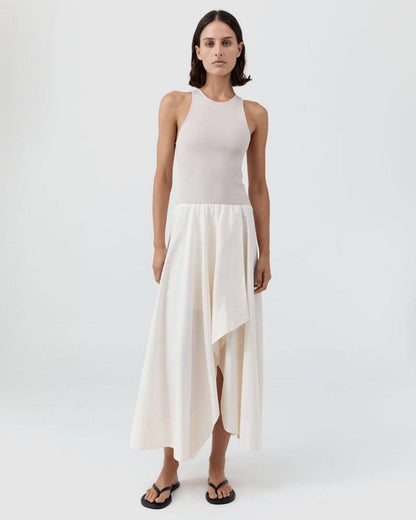 SA Knit Bodice Asymm Viscose-blend Midi Dress