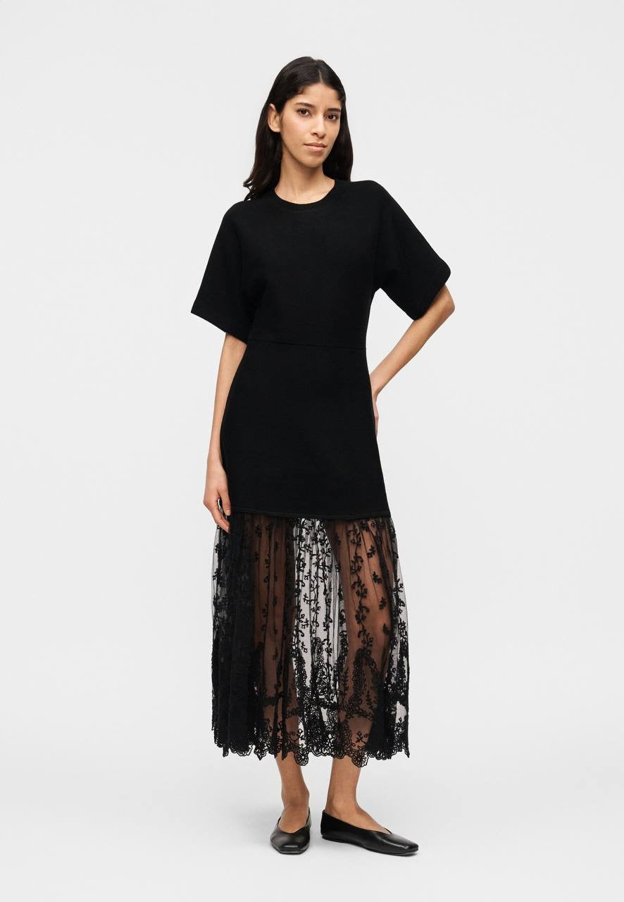 SE Diane Lace-Trimmed Merino Wool Knit Midi Maxi Dress