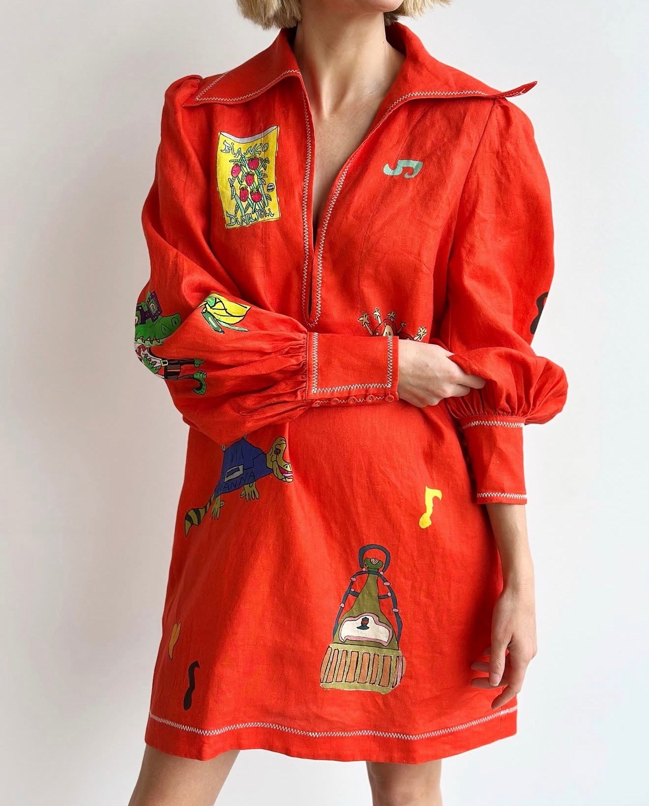 ALM Contessa Linen Shift Mini Dress Shirtdress