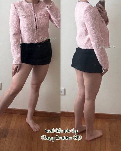SP Pink Cropped Boucle Tinsel Jacket | Mini Skirt | Set