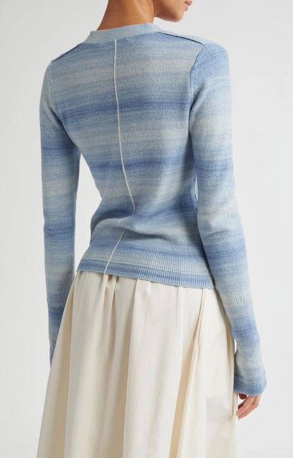 MM Space Dye Stripe Slim-Fit Featherweight Cashmere-Organic Cotton Cardigan