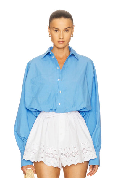 HS The Summer White Overshirt Oversized Shirtdress Shirt | White Shorts w Vintage Swiss Embroidery | Cotton Set