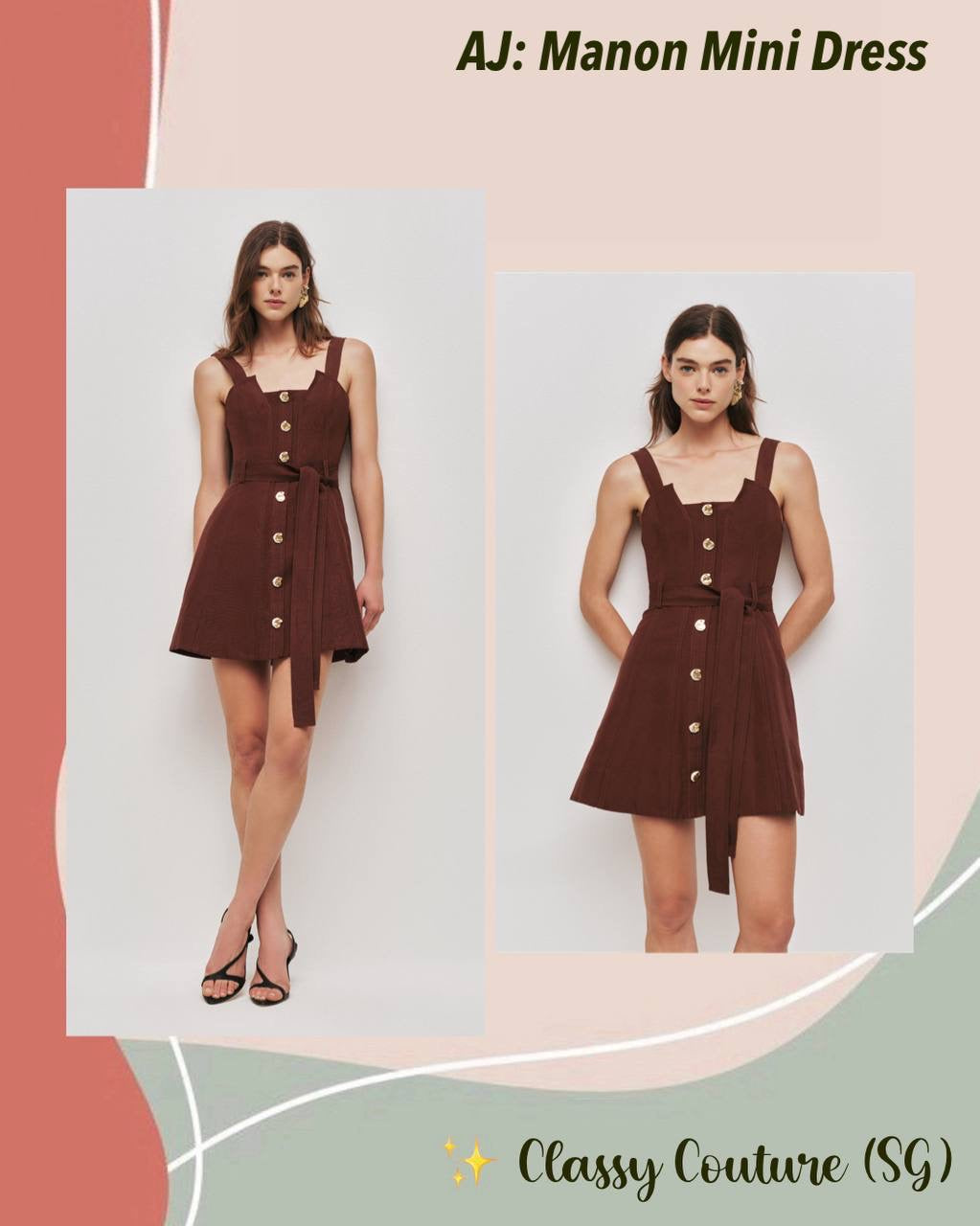 AJ Manon Brown Linen-viscose Mini Dress