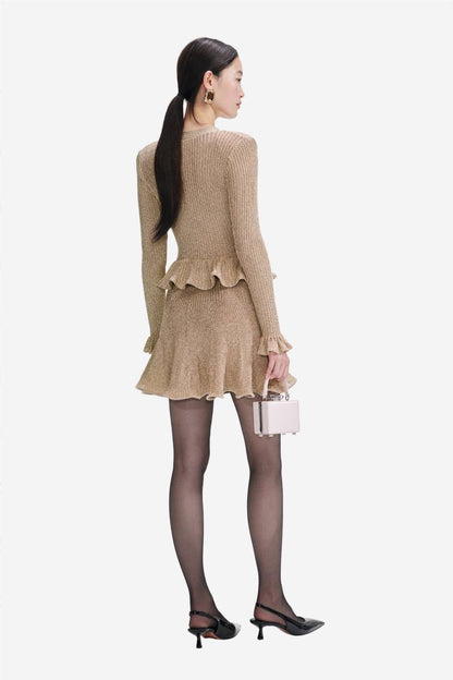 SP Gold Lurex Peplum Mini Dress