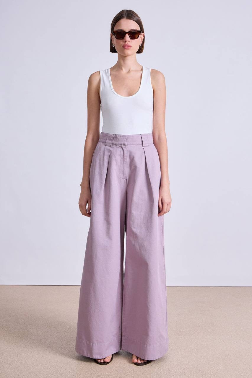 AA Eli Cotton-Linen Wide Leg Pants in Nirvana Purple