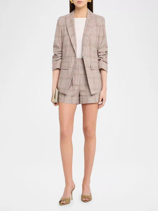 VB Clayton Plaid Dickey Jacket in Beige Raisin Multi