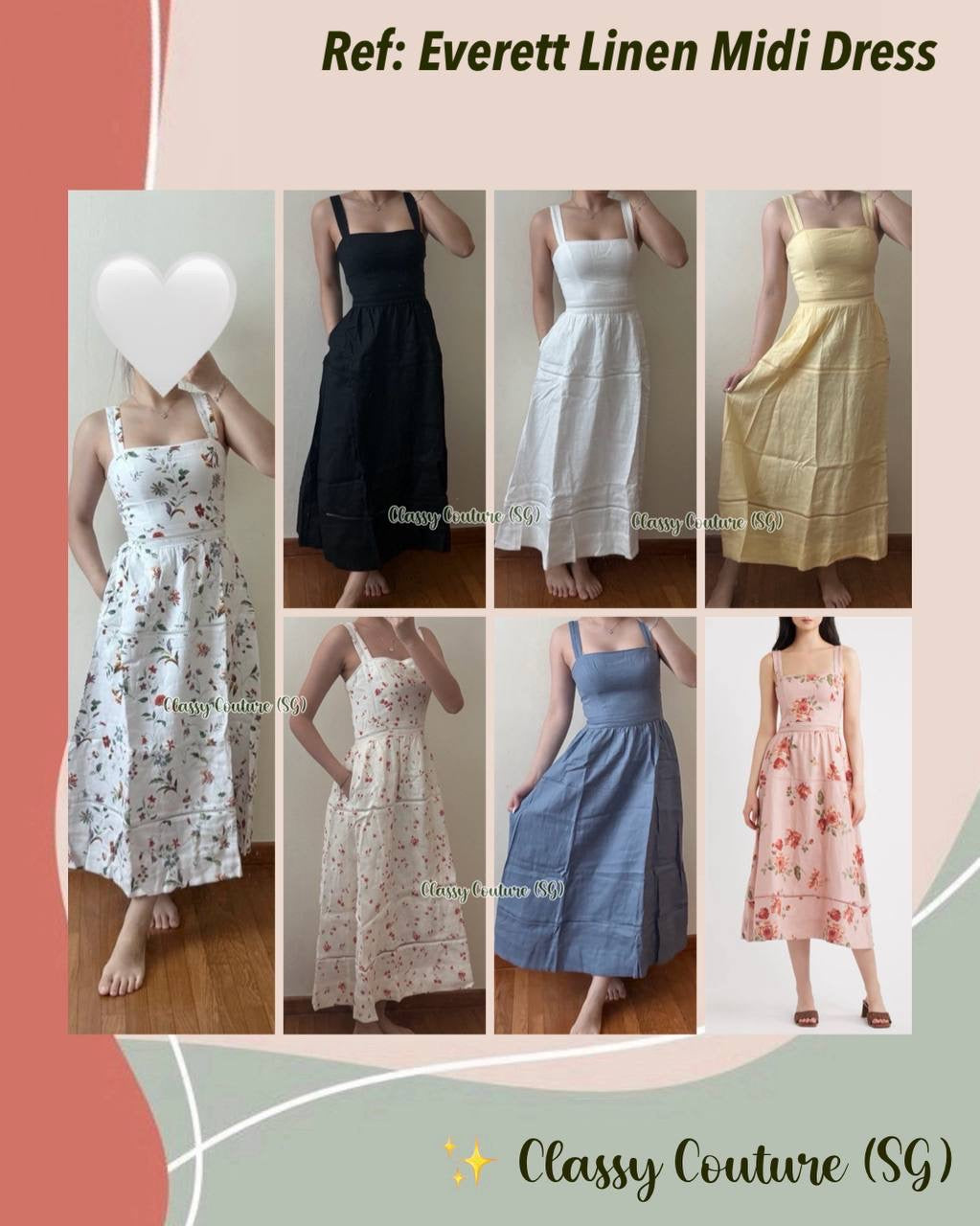 7 Colors! Ref Everett Linen Midi Dress